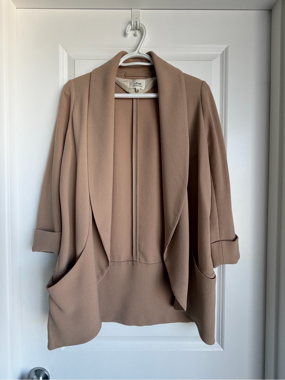 Wilfred Open-Front Long Blazer Taupe Size 2